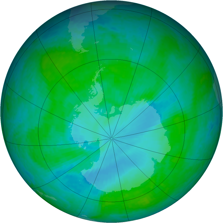 Antarctic ozone map for 11 January 2002